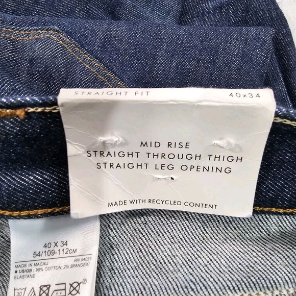 Banana Republic Blue Straight Fit Organic Cotton Stretch Jeans MENS SIZE 40X34 - Picture 10 of 13